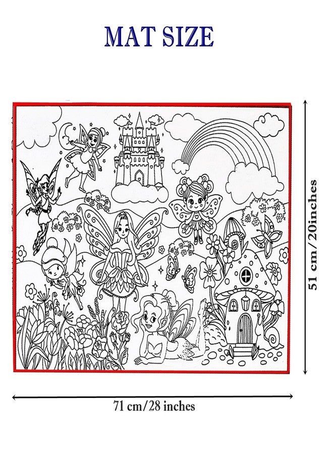 MUREN® 2 Coloring mat for Kids washables and Reusable 12 Sketch Pen | Unicorn & Fairy Tale Theme Coloring Kit Set | Activities for 6-12 Years Old | 70 X 50 cm - Image 3